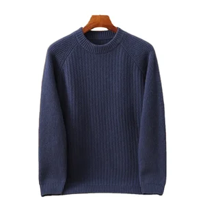 100% Cashmere Fabric Men's Crew Neck  Solid Color Standard Thickness Bottom Knit Zipper Closure Breathable Quick Dry