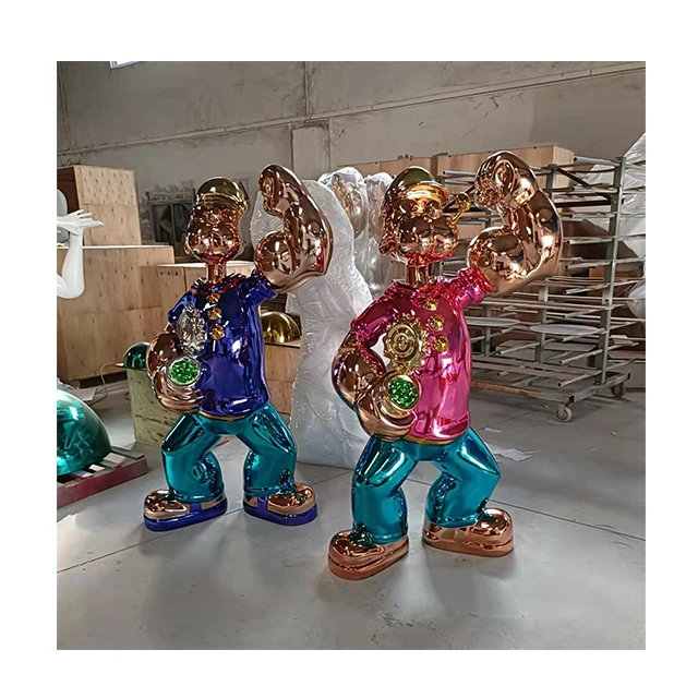 High Quality Custom Electroplating Plating Popeye Sculpture 4FT 5FT 150CM Fiberglass Popeye Status Sculpture