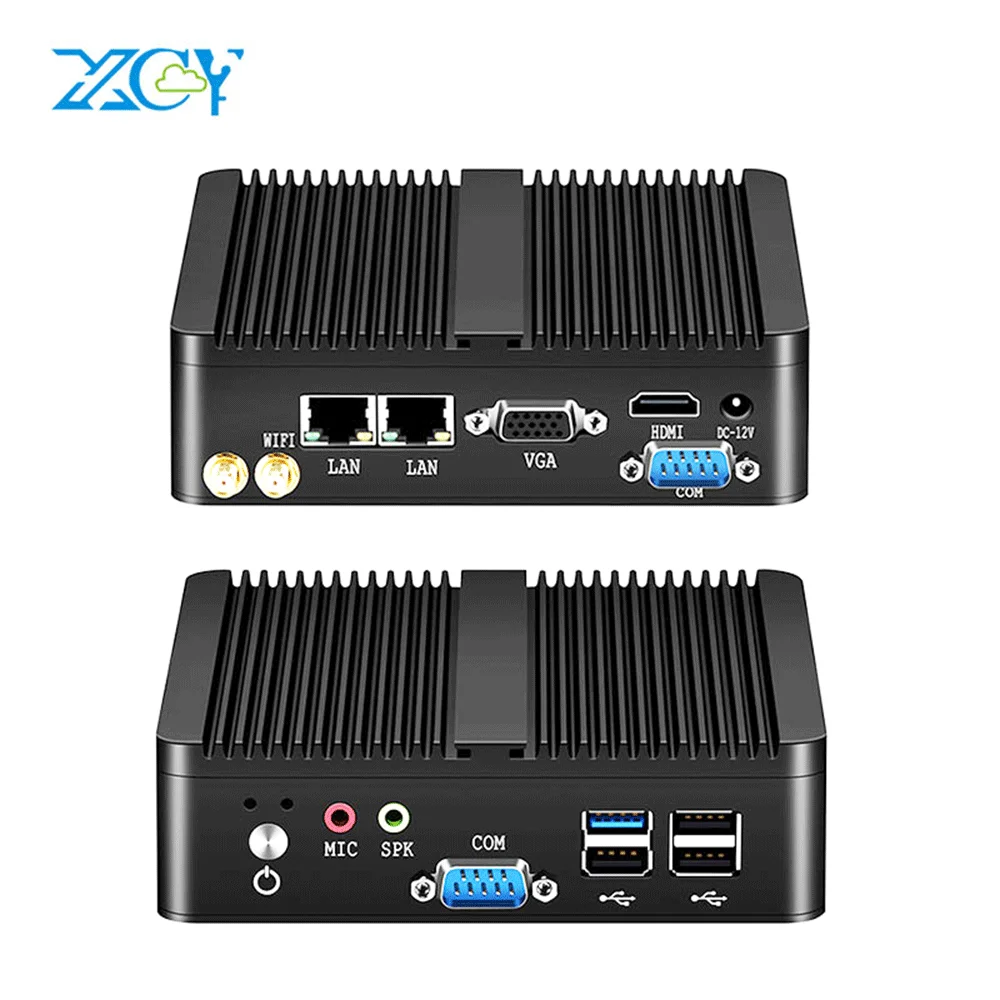 Fanless Linux Ubuntu Mini PC DUAL LAN Quad Core J1900 J6412 J2900 N2940 N2830 Digital Signage KIOSK Industrial Desktop Computer