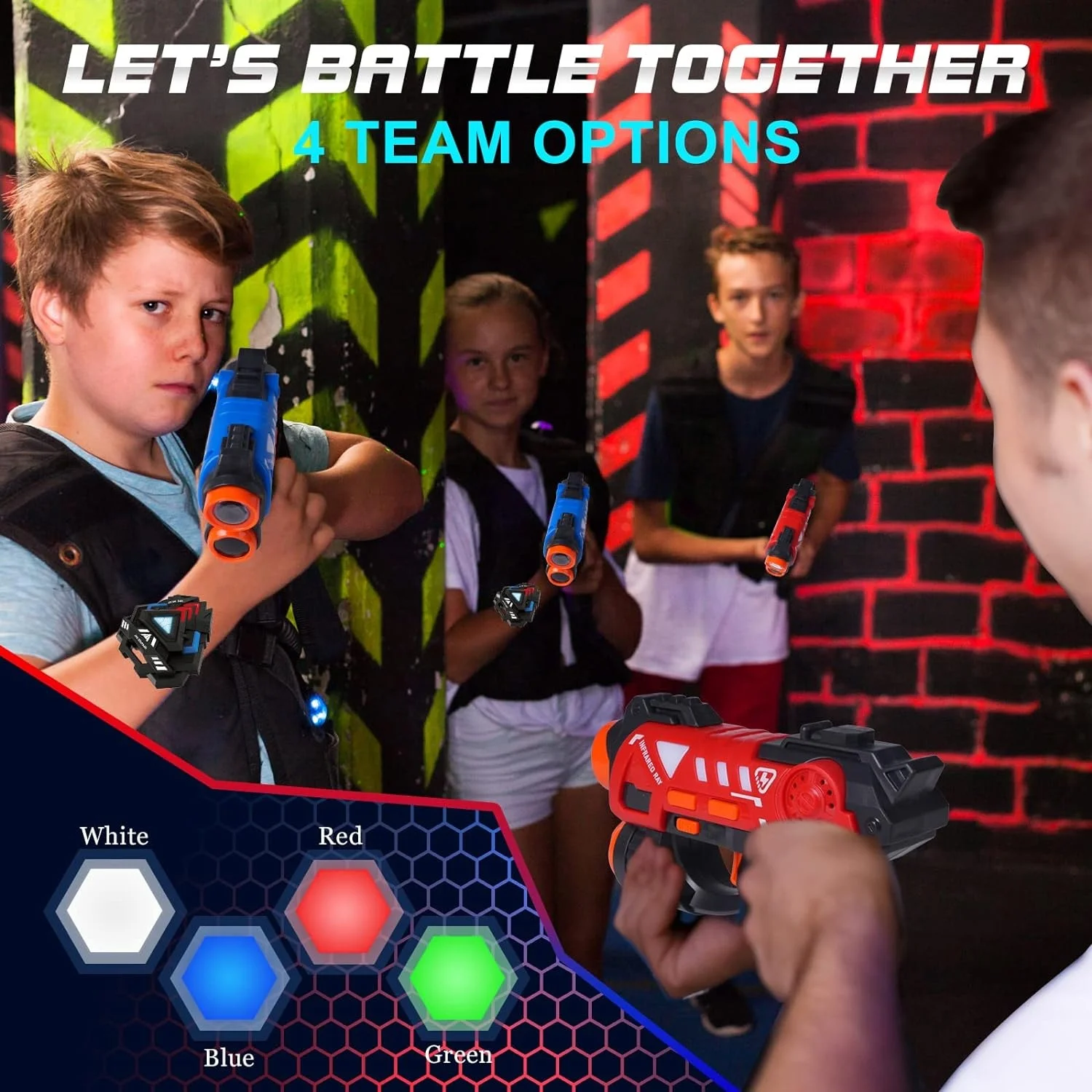 Laser Tag Guns Set Infrared Mini Laser Tag for Kids with Badges 2 Pack Laser Tag Blaster Game 2 Players Indoor Outdoor Toys