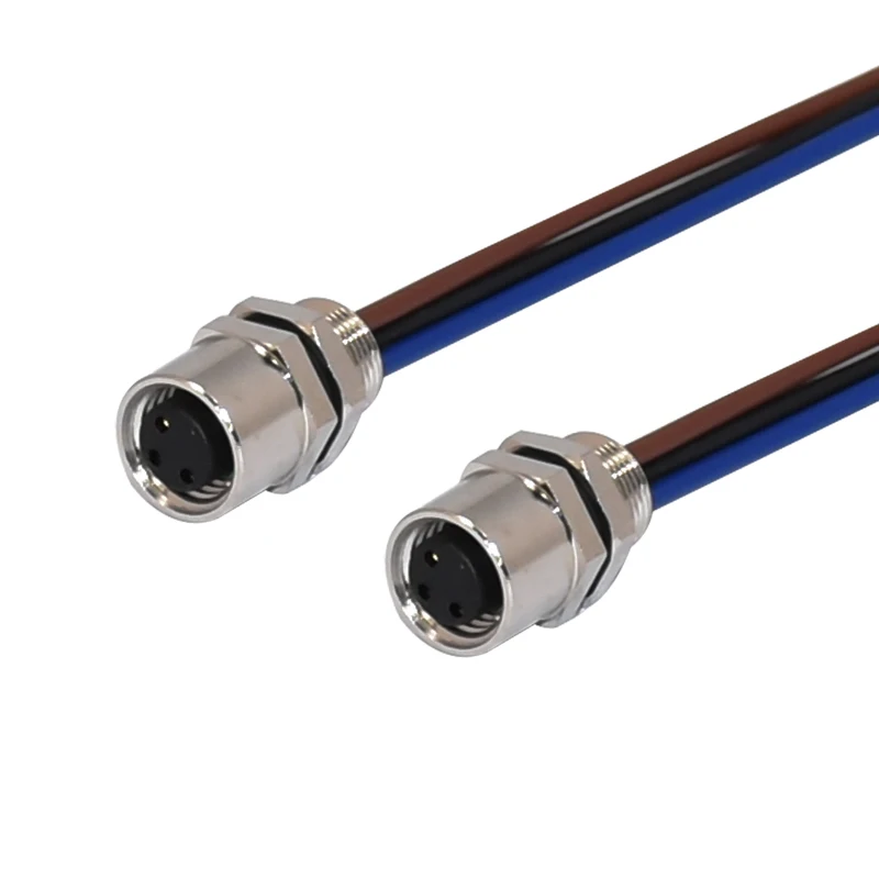 TPU GF M8 M12 Waterproof Panel Mount Connector Straight 3p 4p 5p 8p Rigoal With Pigtail