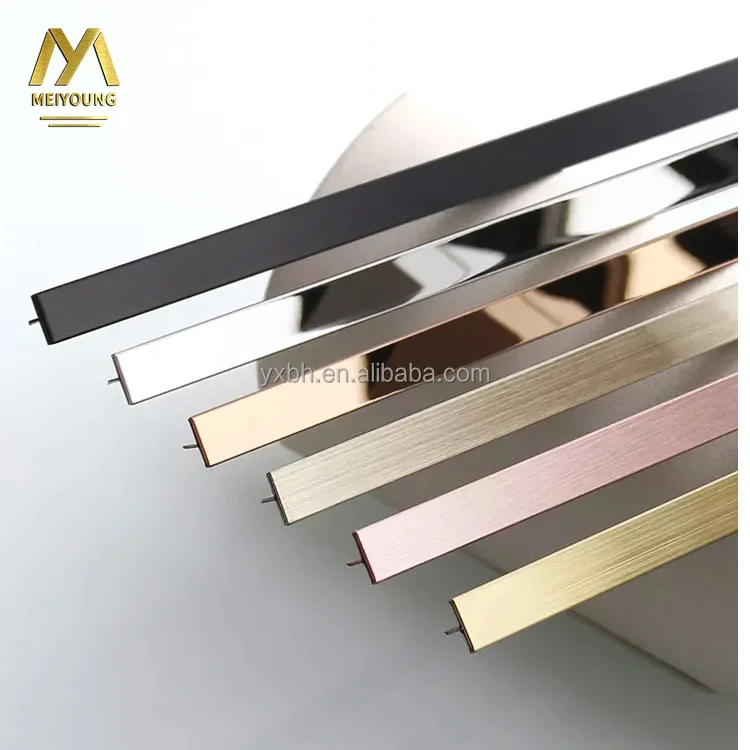 Foshan Supplier T Shape Tile Floor Trim Strips T Shape Stainless Steel Tile Trim For Hotel Wall And Floor Decoration