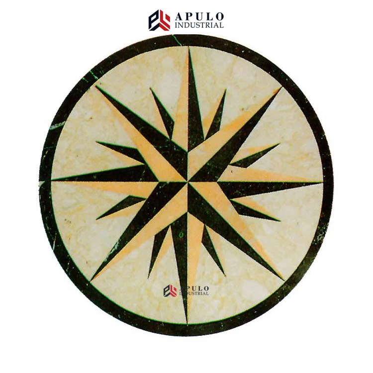 Factory Direct Sale Custom Design Round Marble Tiles Floor Stars Pattern Waterjet Hall Flooring 1200mm for Living Room Patterns