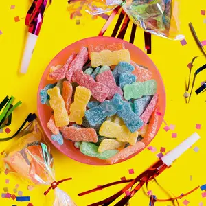 Halloween Cross-Border OEM Sour Gummy Chewy Candy Fruit Flavor Soft Acidic Snacks Bulk Mint Sweet Sugar-Infused Packaging