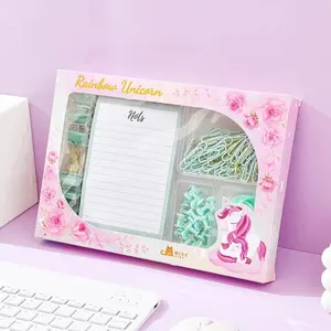 High Quality Cute Paper Binder Clips Push Pin and Notebook Set Girls Stationery for School