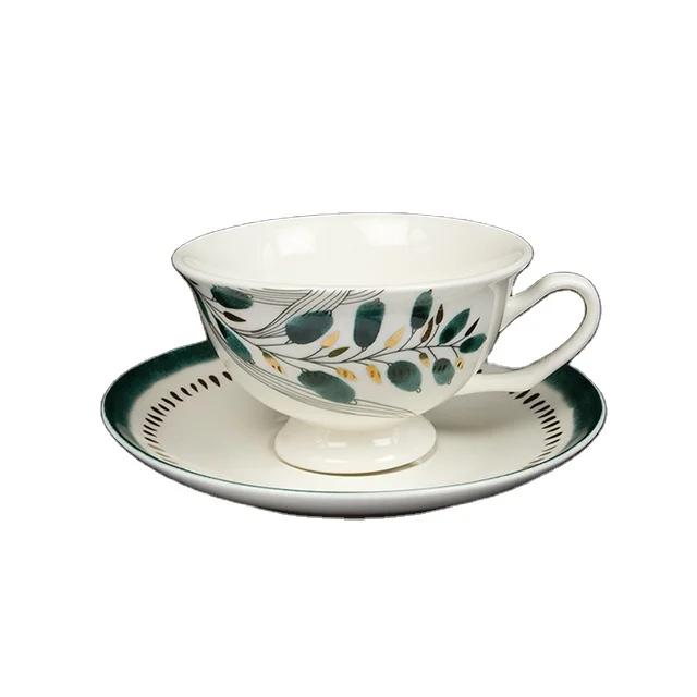 Luxury Fine Bone China High Quality Gold Line 220cc Cup and Saucer for Modern Custom Espresso Cups and Saucers