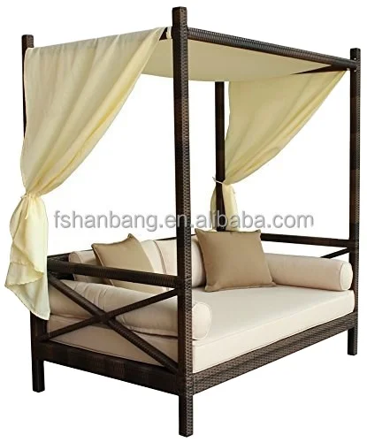 Patio esterno di Vimini Rattan Bali Sdraio Mobili Daybed Lettino