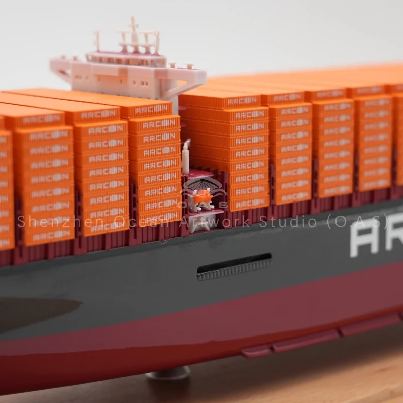 Our China Shipping shipping container scale model is exquisitely crafted with highly restored details, including independent navigation light model, realistic side boarding ladder and matching dockyard model.Made in standard scale with fine workmanship, it truly reproduces the hull structure and corporate livery.Suitable for enterprise exhibitions, hall displays, business gifts and maritime collection.We support customized color, logo and decoration scheme, providing integrated ship model solutions for shipping companies, exhibitions and memorial projects.Amber@vesselmodel.com Tel: +86 18038048785