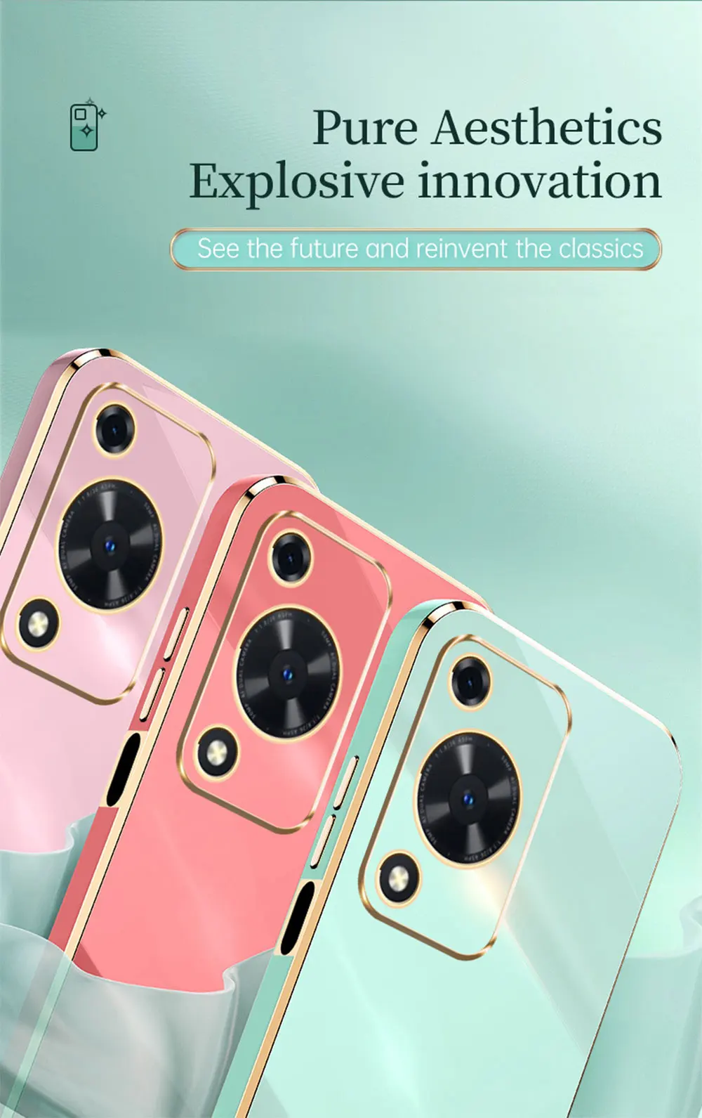 Diamond Phone Case For Huawei Enjoy 70 Rainbow Customize Precision Hole Anti Fall Electroplate Plating Painted Tpu Pc Sjk297 factory