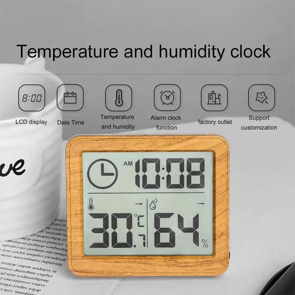 Multifunction Thermometer Clock Sensor Humidity Meter Indoor Hygrometer Gauge Weather Station LCD Digital Room Clock