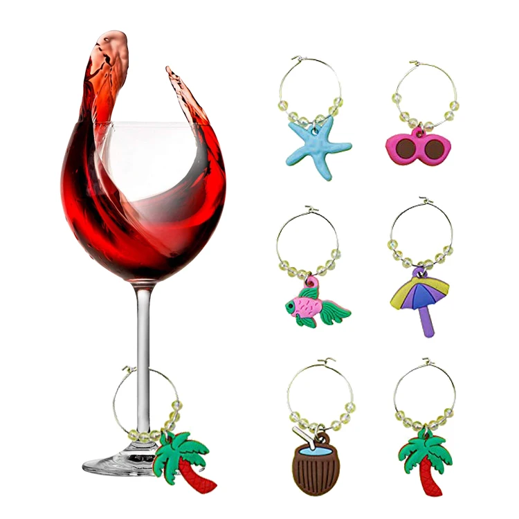12 Pieces Beach Themed Wine Glass Charm Jewelry Wine Charms For Party Favor Wine     Lover