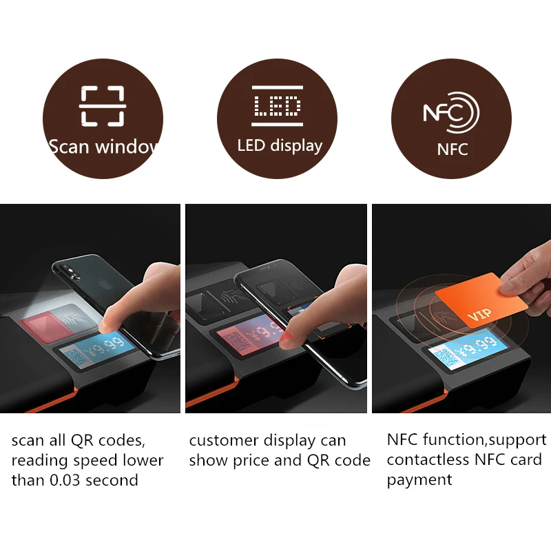 Pos Restaurant Android Pos System Software Retail Store Smart POS Terminal System with High Speed Auto Cutter Printer