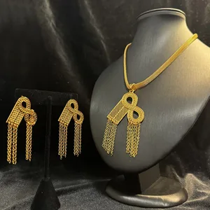 2026 Dubai Women's 24K Gold Plated Trendy Fashion Jewelry Set Alloy Necklace Bracelet Earrings Ring