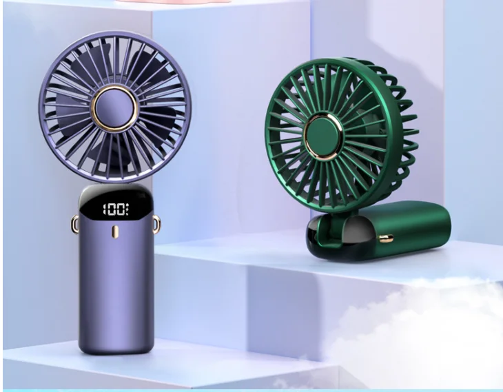 Logo Customized Long Battery Rechargeable Hand Portable Home Appliances Handheld Usb Fan With Digital Display
