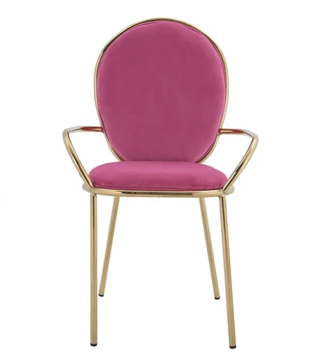 modern style Line chair Velvet with gold legs dining chair for restaurant  living room Makeup chair hot-sale