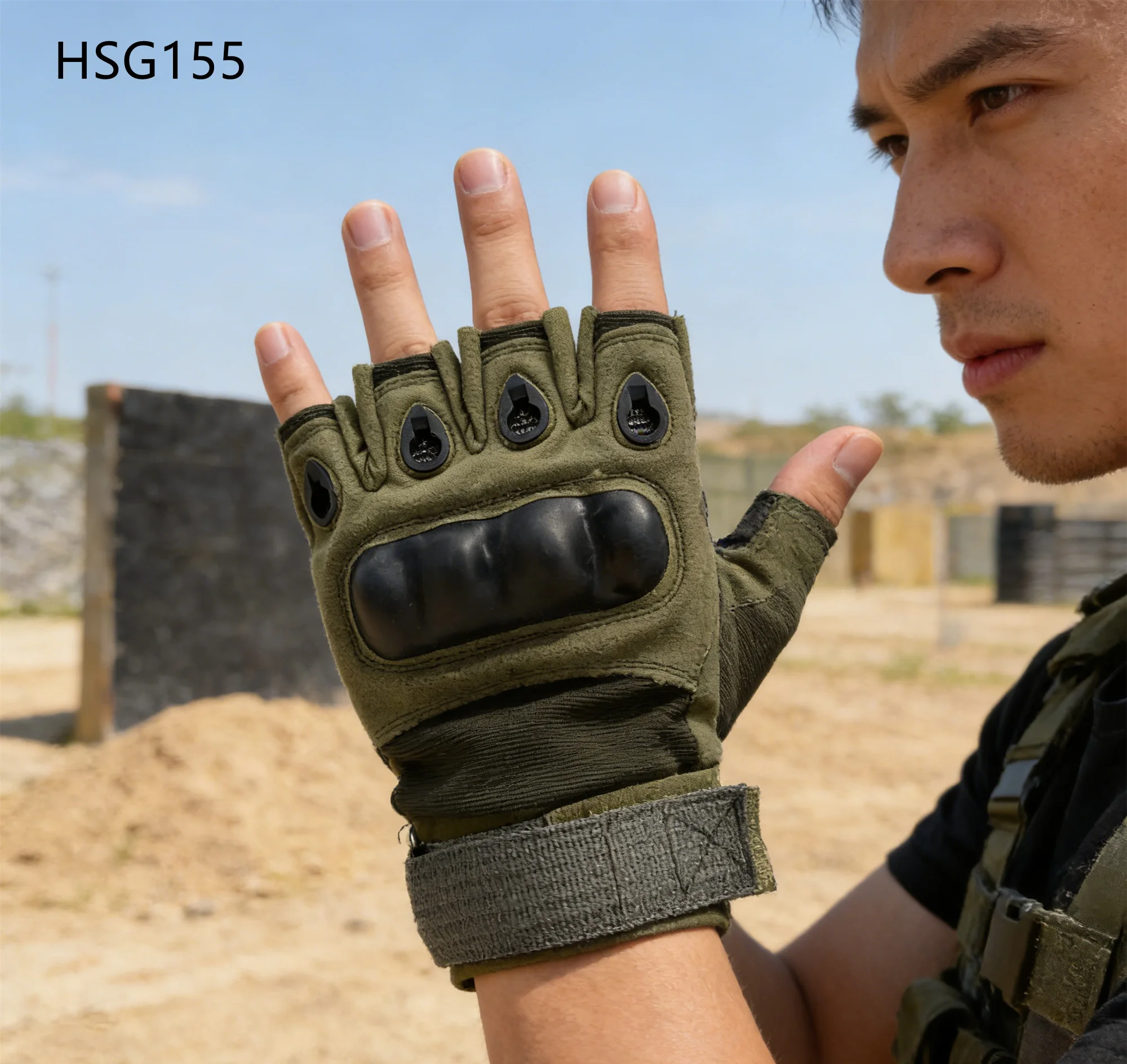HY,Mountain Marching Reinforced Thumb Design Hunting Gloves Adjustable Wrist Impact Resistant Tactical Gear Gloves HSG155