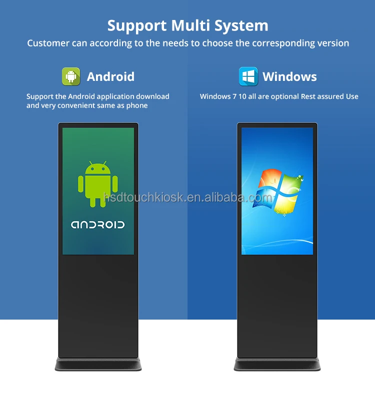 Android System:windows Screen HUSHIDA 43 50 Inch Full hd Portable Touch Screen Monitor with Floor ...