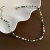 04-c8 Gold titanium steel pearl beaded necklace