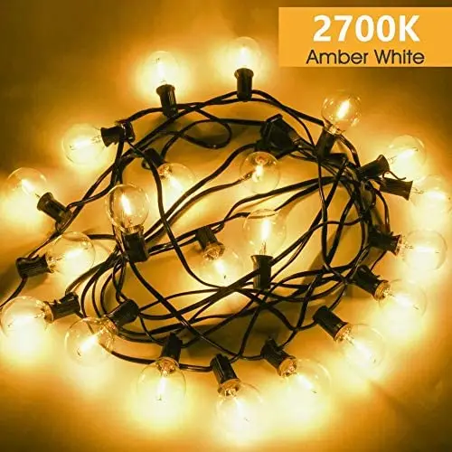 G40 Incandescent Globe Bulbs – E12 Candelabra Base, 5W, 120V, 2200K Warm White – 25-Pack For Outdoor String Lights, Patios, And Indoor Decor