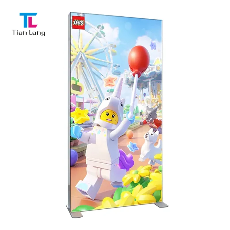 TianLang 100x200 100x225 Doppelseitige Messe- oder Verkaufsdarstellung Kantenbeleuchtungsbasis Bodenstehend Textilstoff Seg Light Box