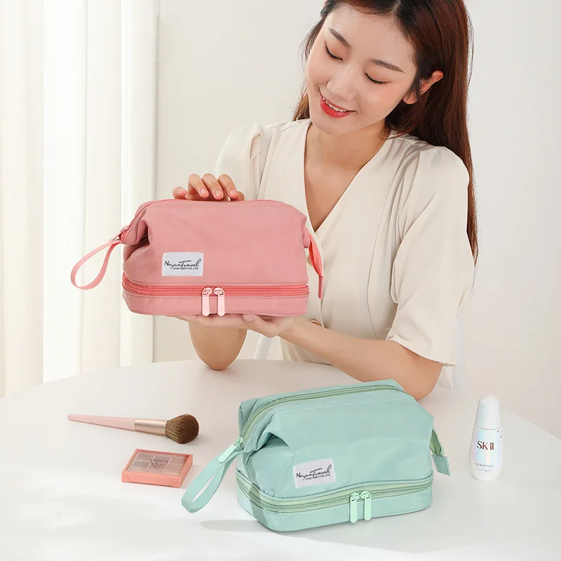 Makeup Bag,Convenient Cosmetic Bag With Separate Dry And Wet Compartments,  Travel Toiletry Bag