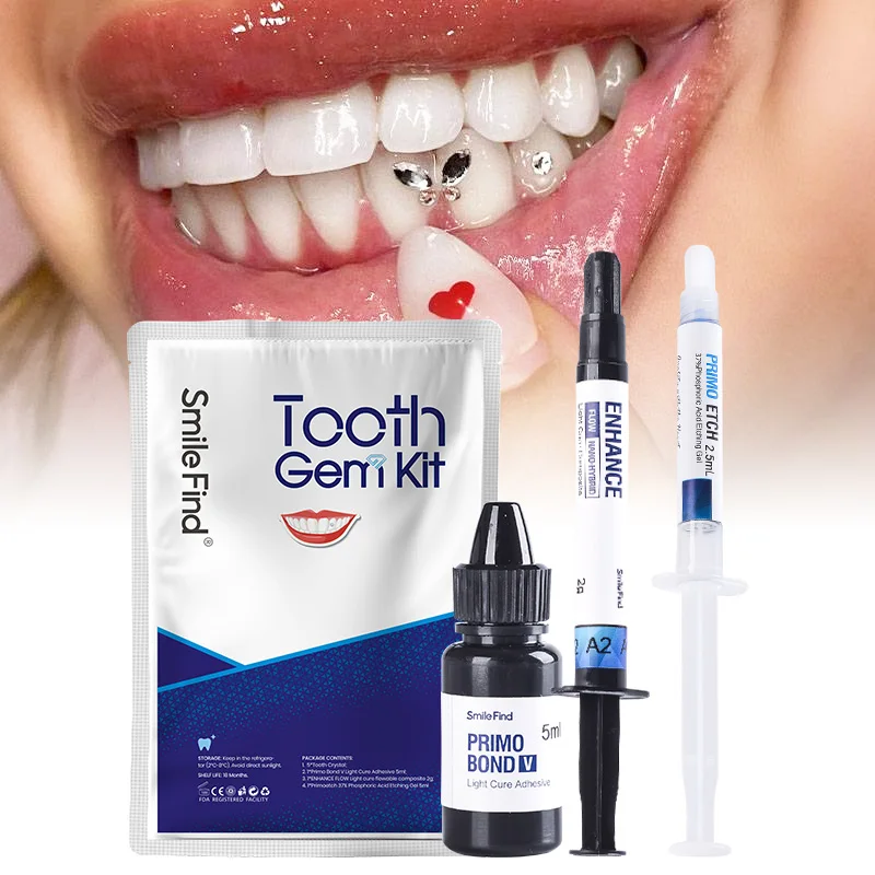 Tooth Gem Kit Professional DIY Tooth Gem Kit With Curing Light And Glues  Firm Reliable Clear Precious Stone Crystal Tooth
