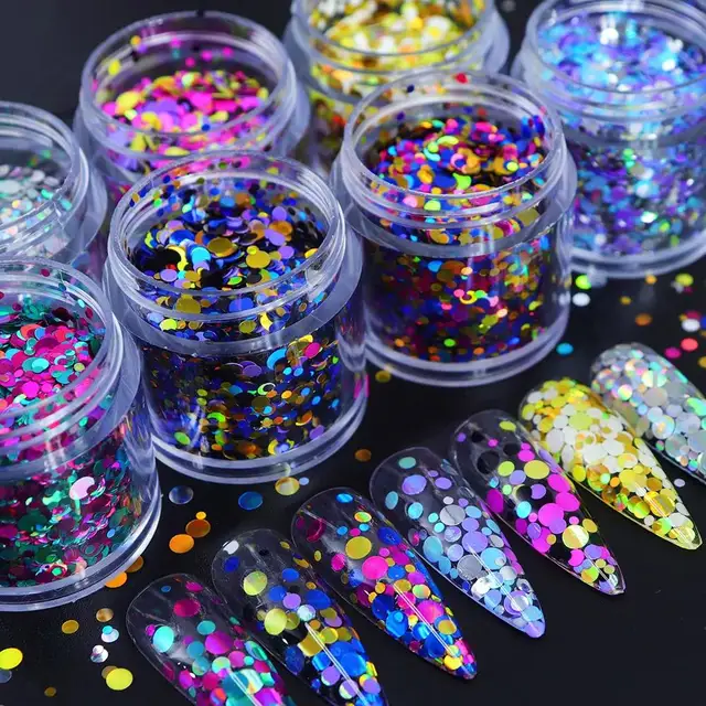 Shiny Colorful Mixed Round Sequins Nail Art Flakes Air Bubbles Decoration Manicure Accessories Parts for Nail Stylist
