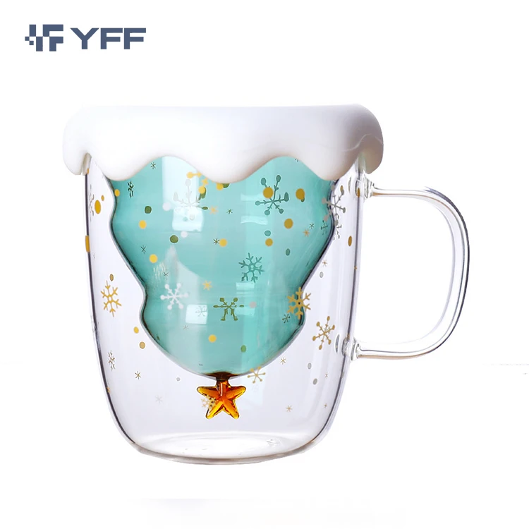 Tasse à Café En Verre Standard Pour Sapin De Noël, Tasse Mignonne, Décoration De La Maison, Cadeau De Noël, 300ml, 1PC