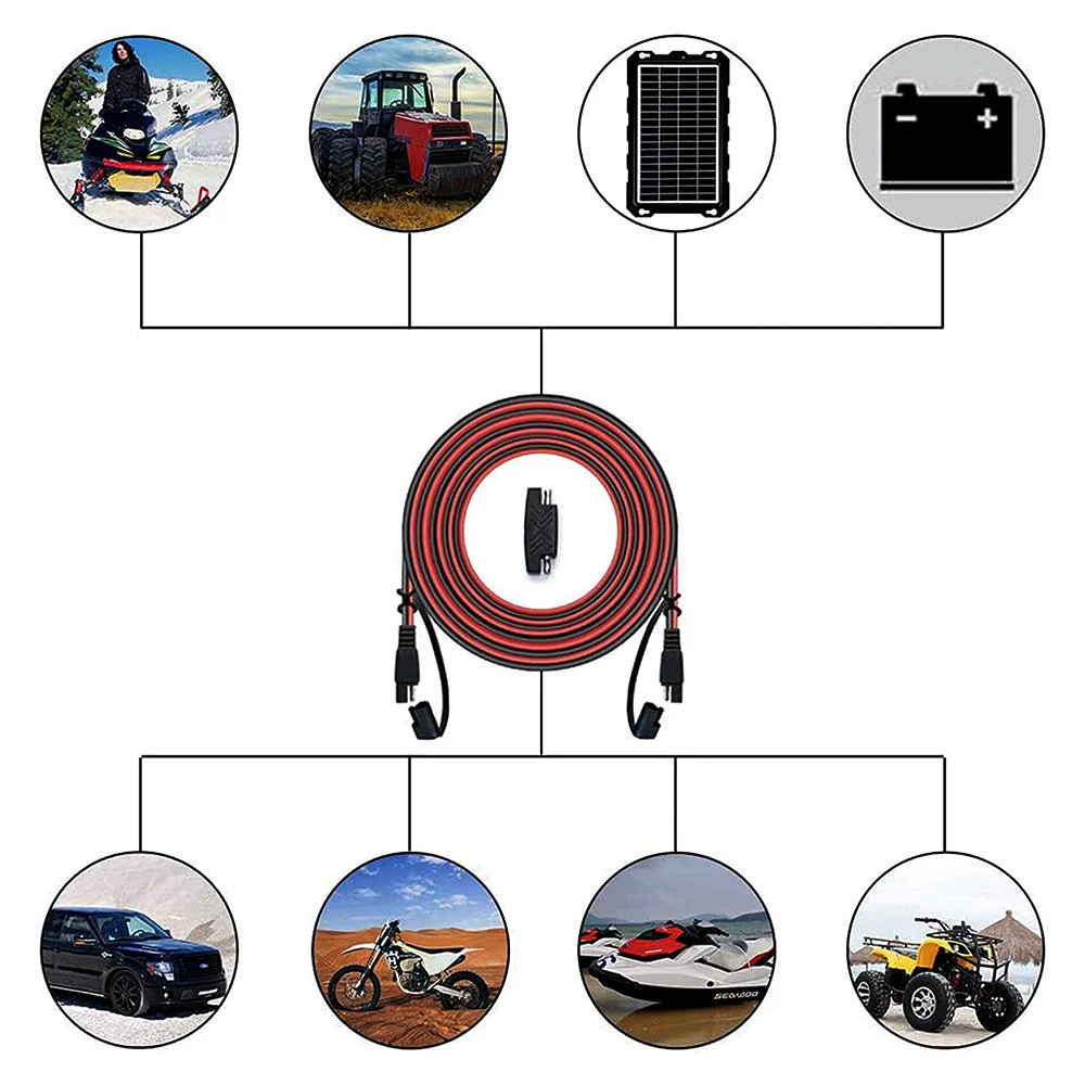 product 12 feet sae to sae quick disconnect extension cable with 16awg wiring harness for home appliances automobiles machines-0