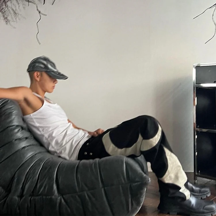 Vintage Mid Hop Wide Leg Baggy Botton Denim Fabric Jean Trousers Custom High Quality Fashion Casual Woven High Waist