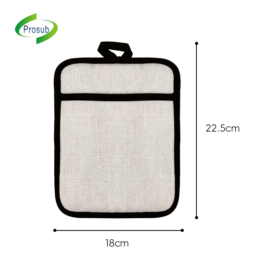 Prosub New Design Heat Resistant Silicone Pot Holder With Pocket Linen Sublimation Blank Pot Holders Pads