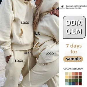 Fleece Unisex Thick Cotton Jogging Men'S Sweatsuits Casual Custom Logo Tracksuits With Hood Plain Hoodie and Joggers Set for Men