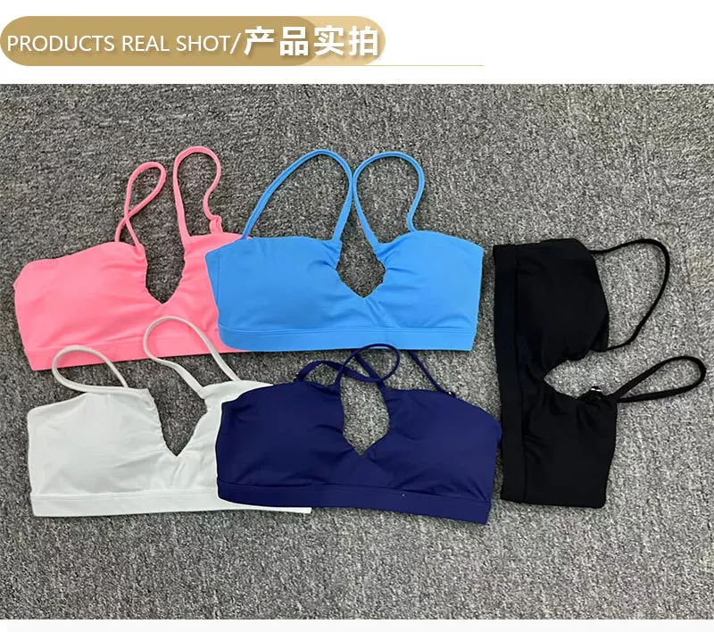 Newest Yoga Wear V Shape Sports Bra Ropa Interior Deportiva Mujer Fitness Sexy Racer Back Gym Running Push Up Yoga Bra factory