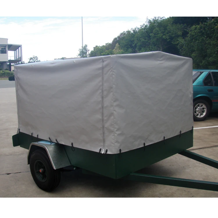 Customized 8x5 Waterproof PVC Tarpaulin Utility Trailer Covers Box Trailer Cage Trailer Canvas Cover with Fittings