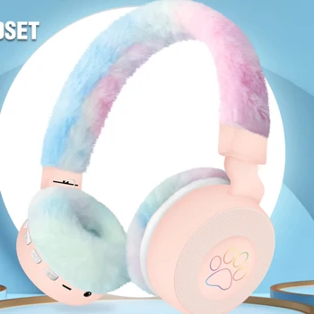 Kids MSL-807 Purple WIRELESS Headphones Light-Up Cat Ear 74/85dBA Safe Volume 60H Playtime V5.3 Standard LED Battery