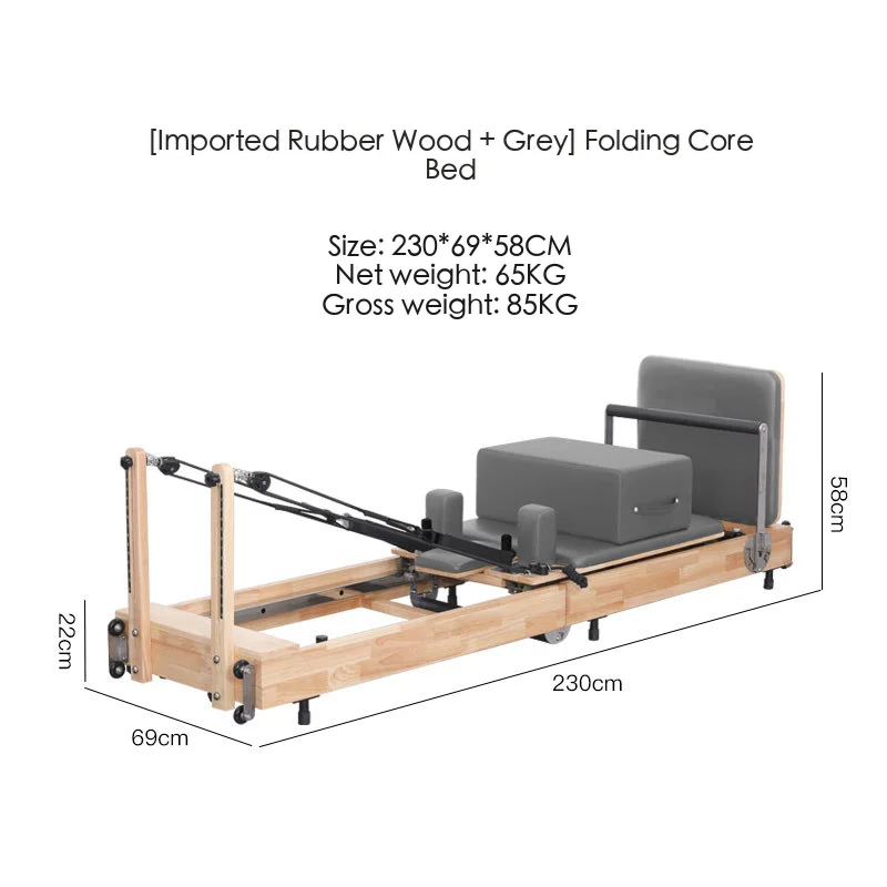 Reformer Pilates Machine Durable Adjustable Oak Foldable Portable Home Yoga Fitness Training Equipment