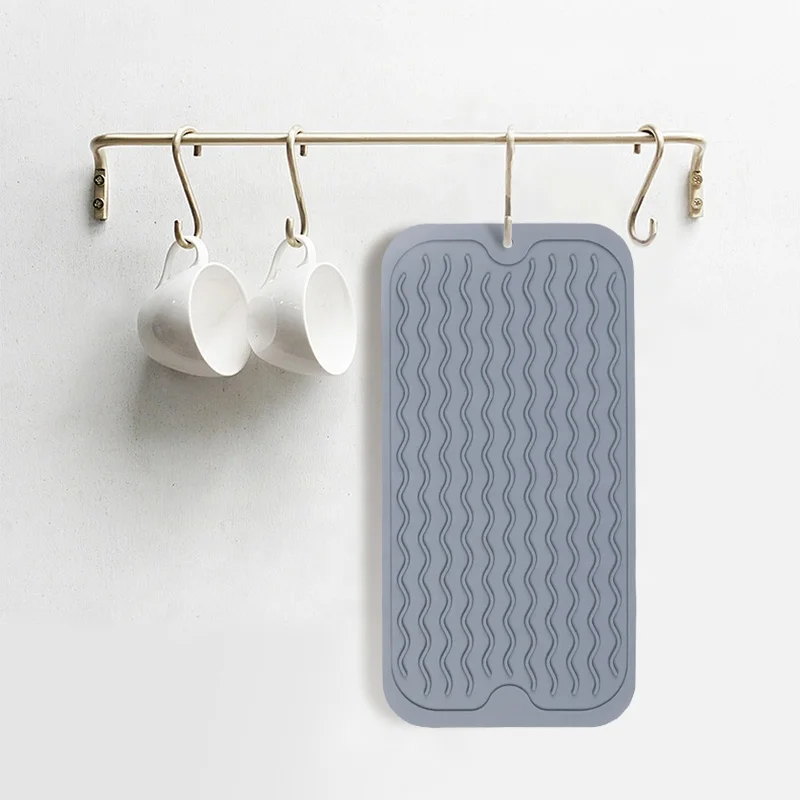 Silicon Dish Drying Mat Heat Resistant Table Mat for Multiple Usage Dish Drainer Silicone Dish Drying Mat for Kitchen Counter