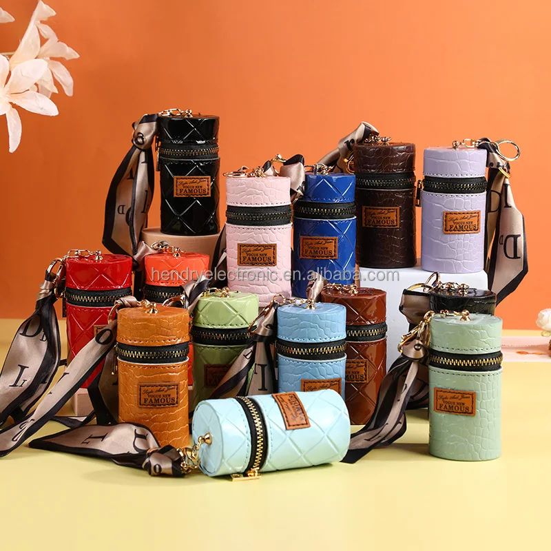 Luxury Leather Lipstick Bag Keychain Lipstick Organizer Mini Lipstick