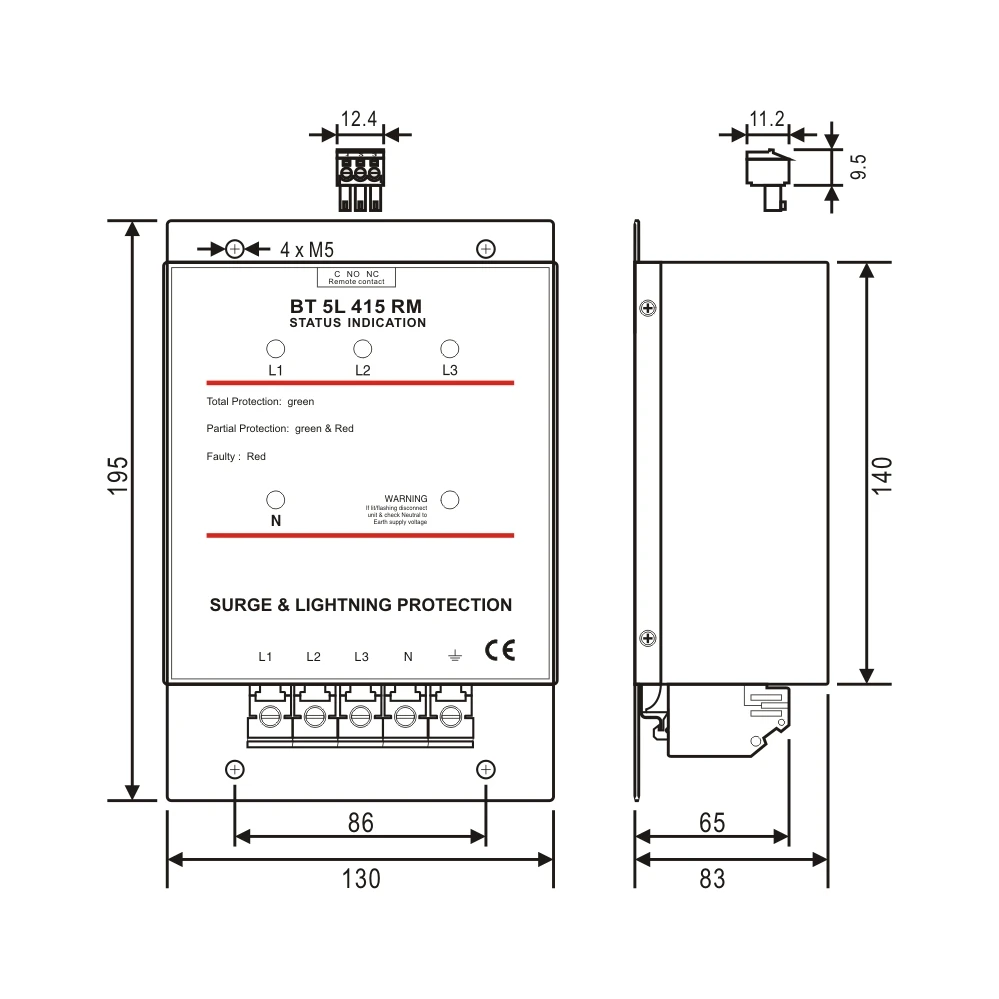 AC SPD 240V/415V T2+T3 Überspannungsableiter für 3-Phasen, Niederspannungs-Überspannungsschutzgerät