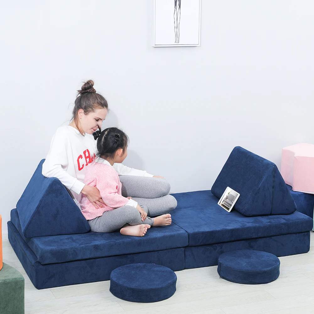 OEM Modern Kids Foam Sofa Bed with Folding Design Soft Seating