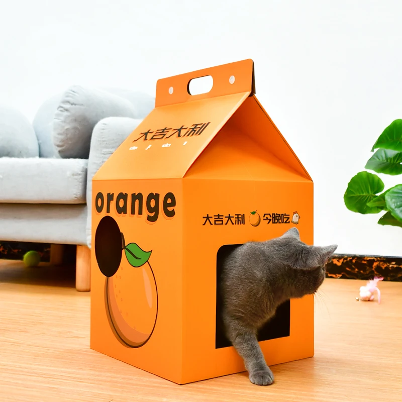 Deku Cardboard Cat Box Hideaway Playhouse With Cat Scratcher Reviesable