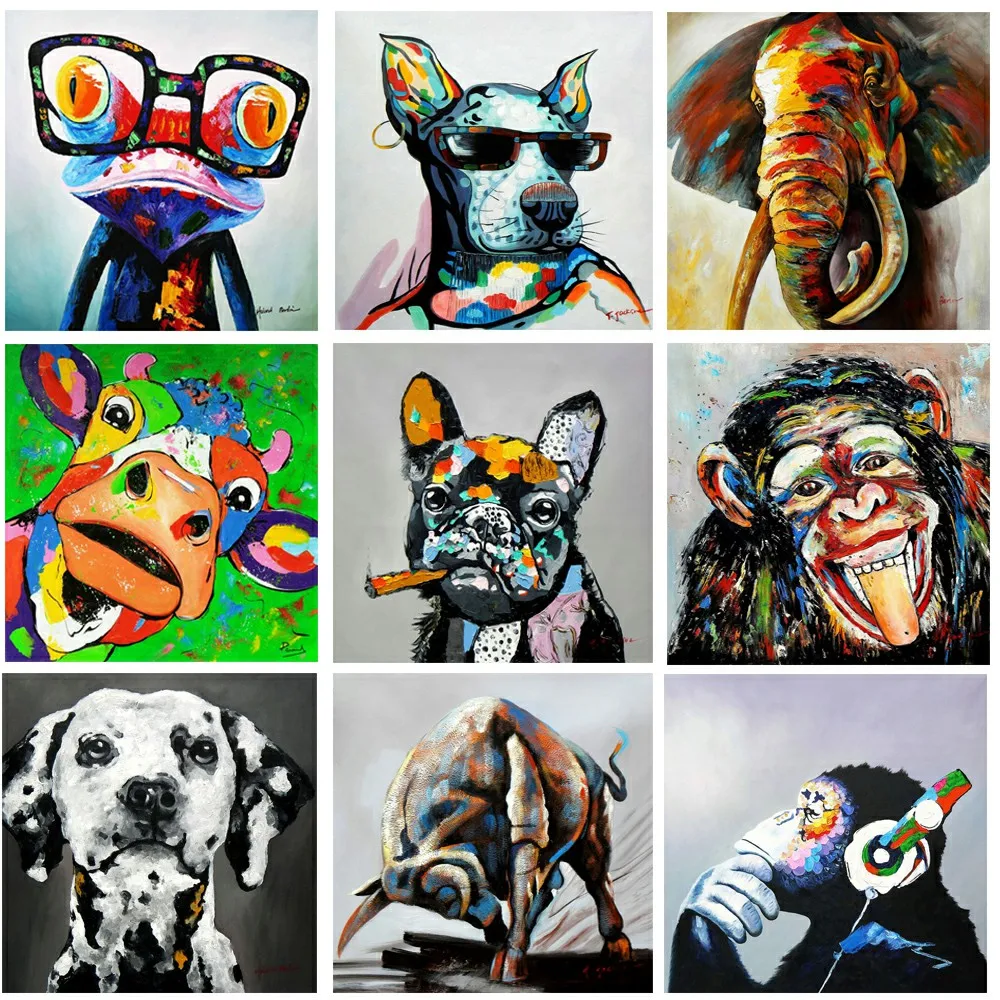 Large Handpainted Pop Art Canvas Abstract Colorful Horse Wall Art 3D Texture Animal Painting Home Decor