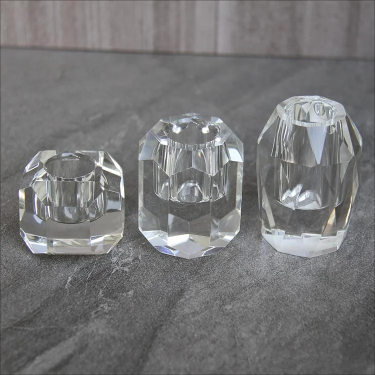 Wholesale Retro Simple Creative Transparent Clear Glass Crystal Candle Holder for Candles