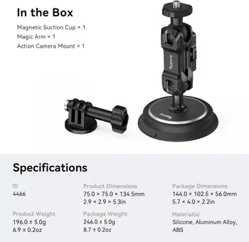 SMALLRIG Magnetic Mount for Gopro with Suction Cup 2 in 1 Outside for Gopro for Insta360 and Phone 4466 product image