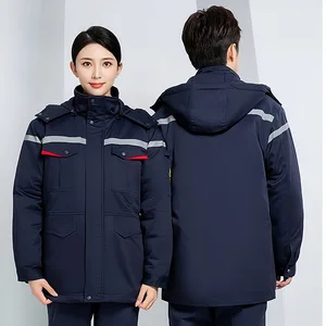 Autumn Winter Thickened Anti-Static Cotton-Padded Work Jacket Dirt-Resistant Wear-Proof for Group Enterprises Tooling