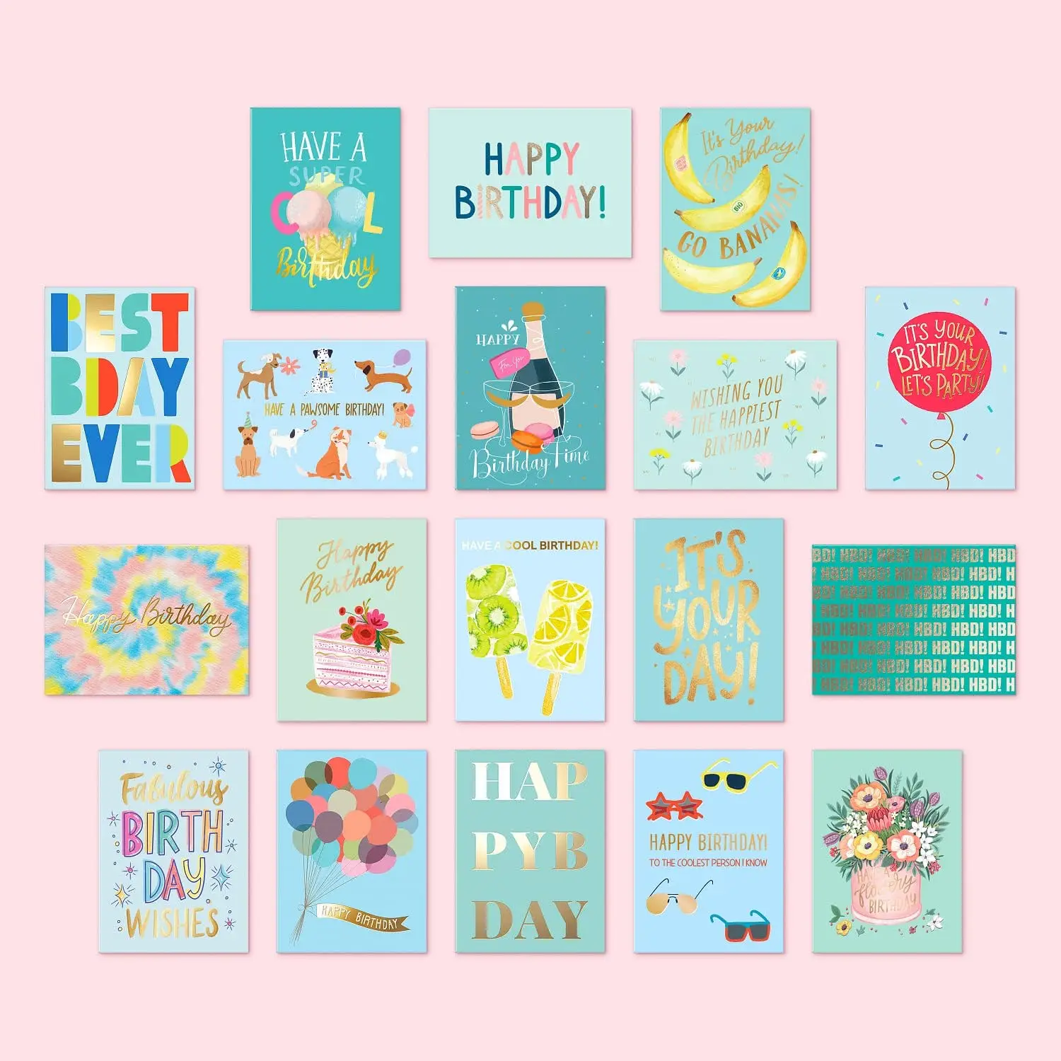 Variety Assorted Custom Happy Birthday Bulk Greeting Cards With