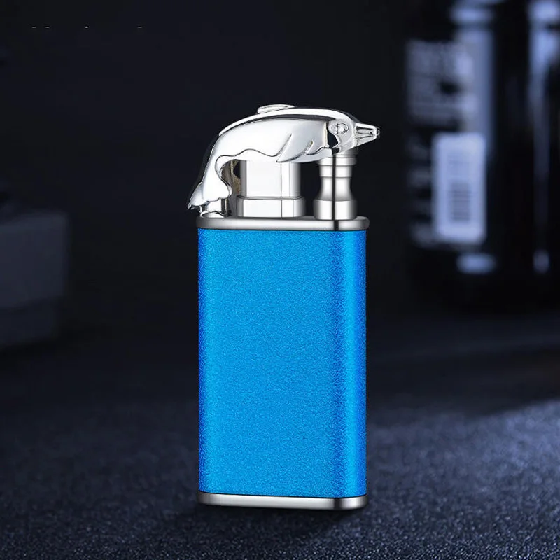 2023 Creativity Frosted Crocodile/Dolphin Model Butane Lighter Double Flame Cigarette Lighter Custom Logo