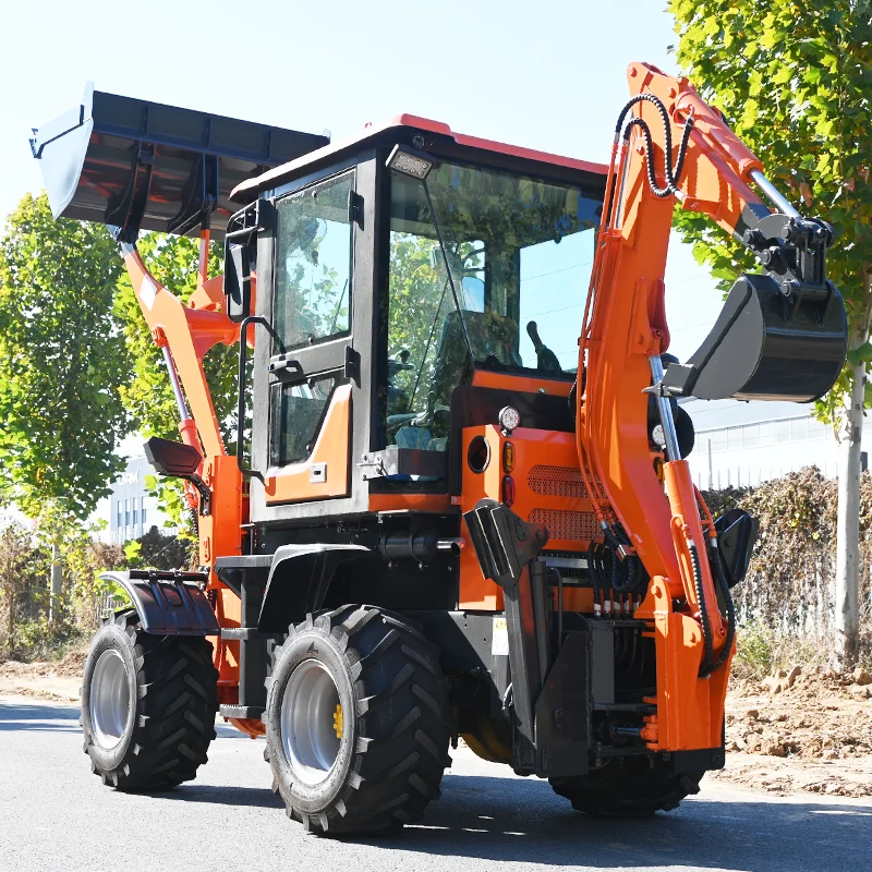 High Quality 4X4 Mini Diesel Tractor with Loader and Backhoe for Sale