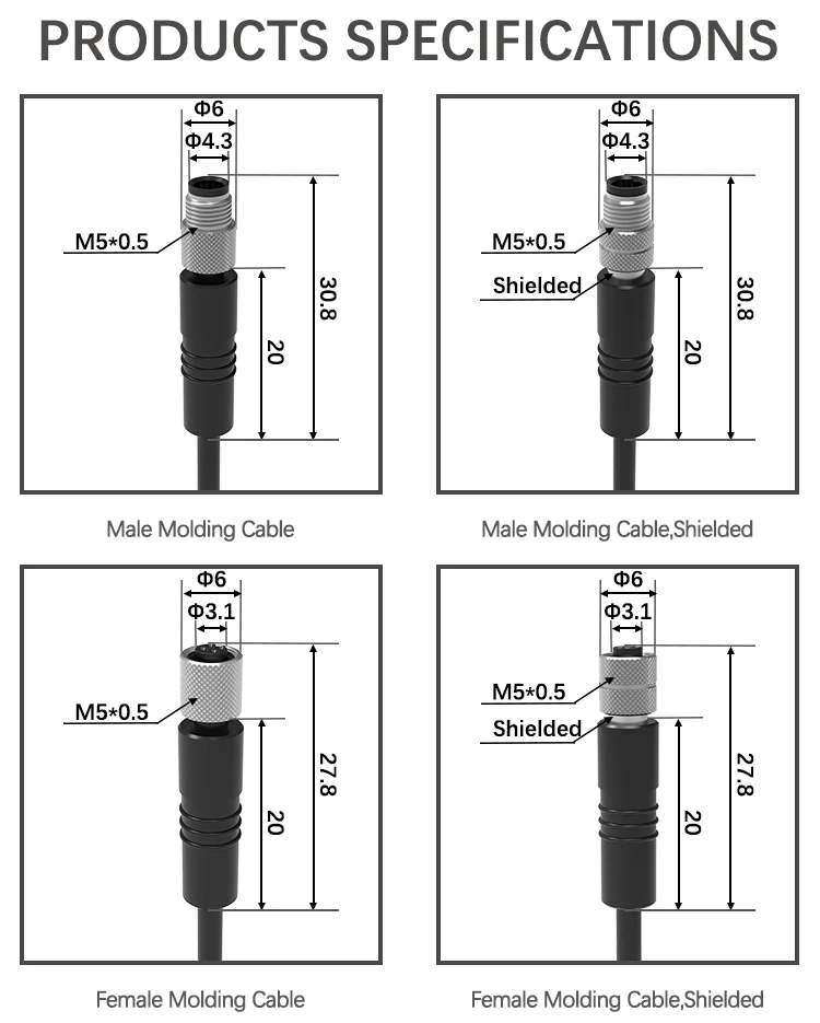 Custom Rear Lock Socket Circular Connectors Automotive Wire Assembly Plug Waterproof Electronic Aviation M5 3pin Cable Connector