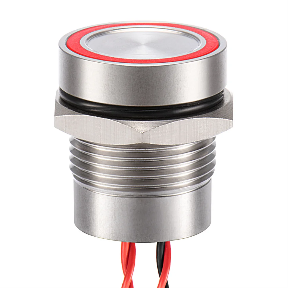 Led Power Switch Self Lock on Off Metal IP67 Waterproof 30mm Push Button 12V Blue Stainless Steel IP68 24 Green Pin Terminal